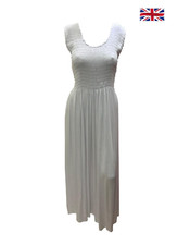 Womens Ladies Handmade Boho Maxi Elasticated Sleeveless Dress Free Size Up To 22