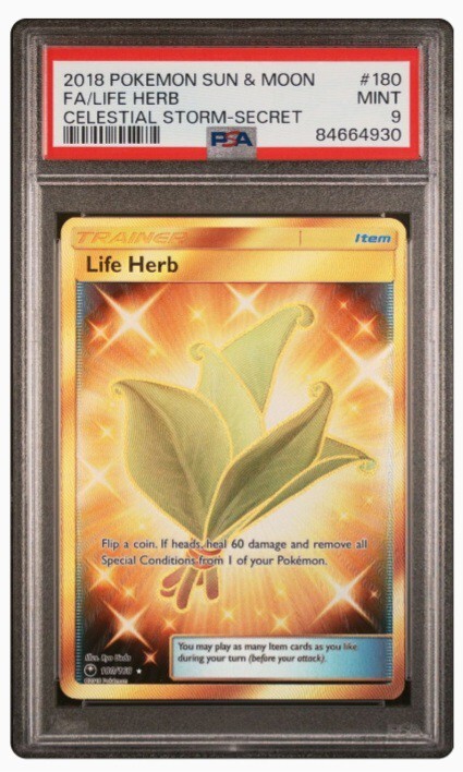 Pokemon Life Herb 180/168 PSA 9 Sun & Moon Celestial Storm 180 PSA