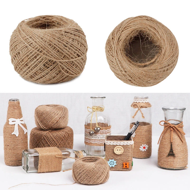 100M Natural Hemp Linen Cord Twisted Burlap Jute Twine Rope String Craft  Decor