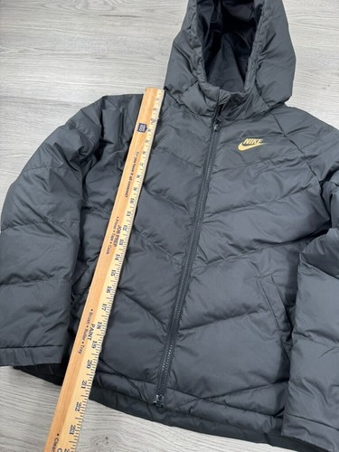 Nike Jacket Youth M Black Gold Swoosh Puffer Insulated Full Zip Coat Boys - Picture 3 of 10