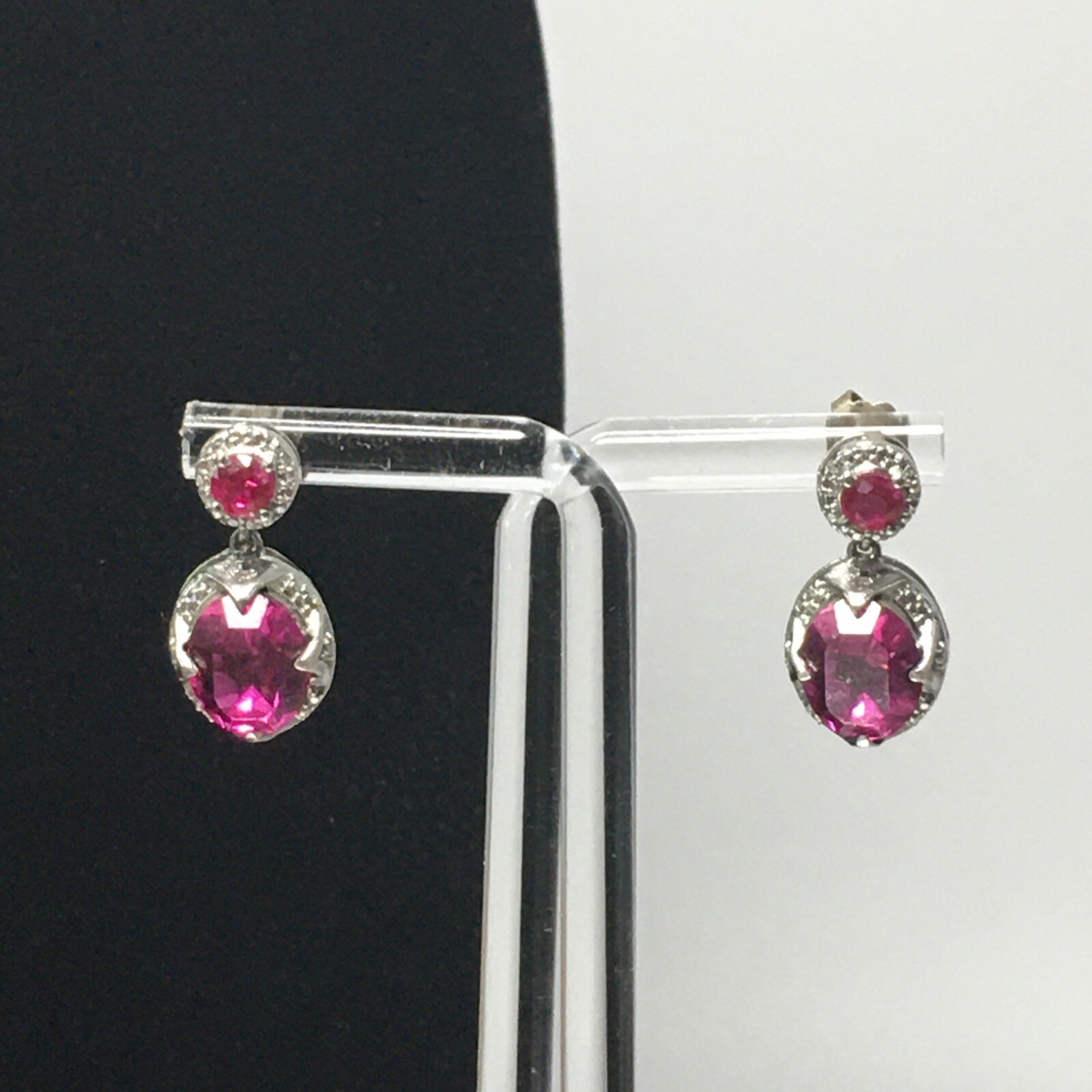 KARIS Sterling Silver Simulated Ruby Dangle Earri… - image 18