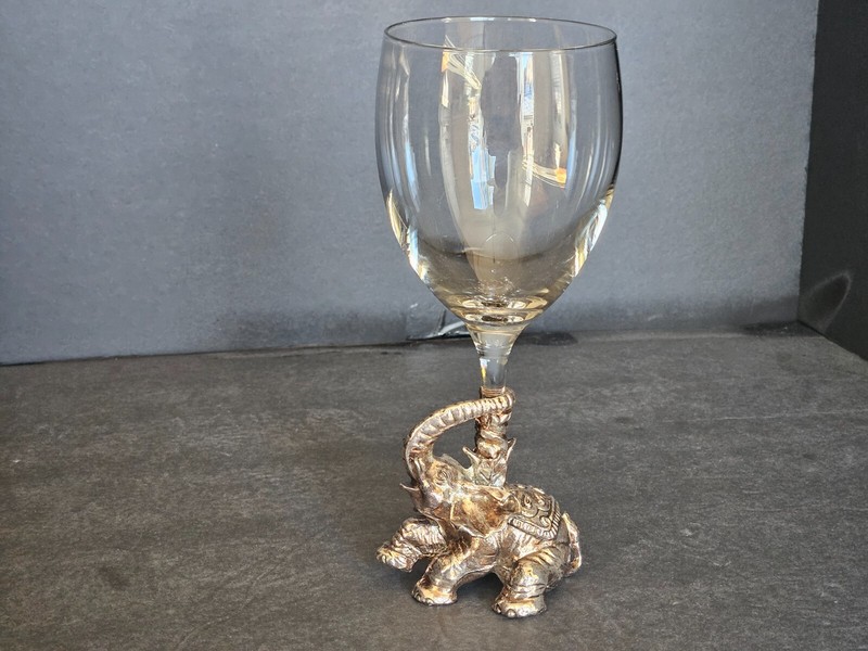 Arthur Court Safari Elephant Wine Glass