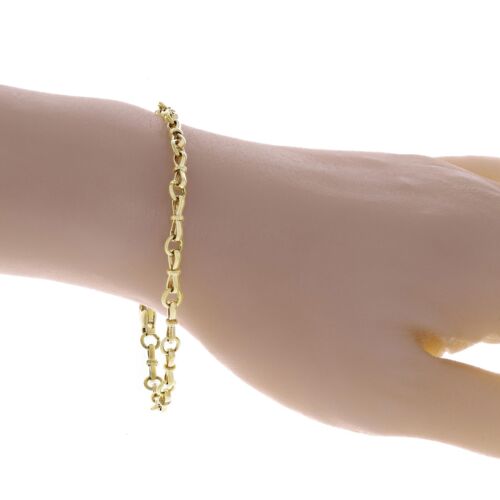 14k Yellow Gold Solid Handmade Bow Link Chain Bracelet 8" 3.5mm 8.6 grams - Picture 3 of 4