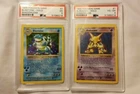 Pokemon Shadowless HOLO Blastoise PSA 5 AND HOLO  Alakazam PSA 4 Dual Listing!!
