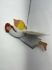 Vintage Nursery Hang Up Angel Art Folk Art Wooden Hand Painted Handmade 8.5x 3.5