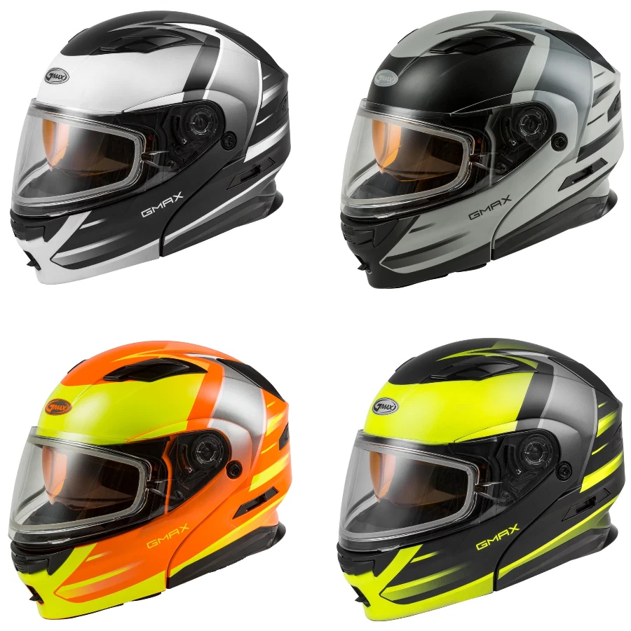 Gmax MD01S Modular Snowmobile Helmet Heated Shield Hi Vis, 50 OFF