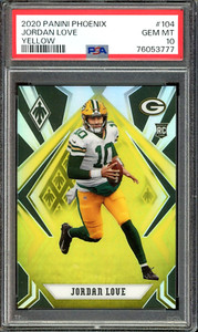 PSA 10 2020 Jordan Love Panini Phoenix Yellow #74/75 RC Rookie Card Packers 104