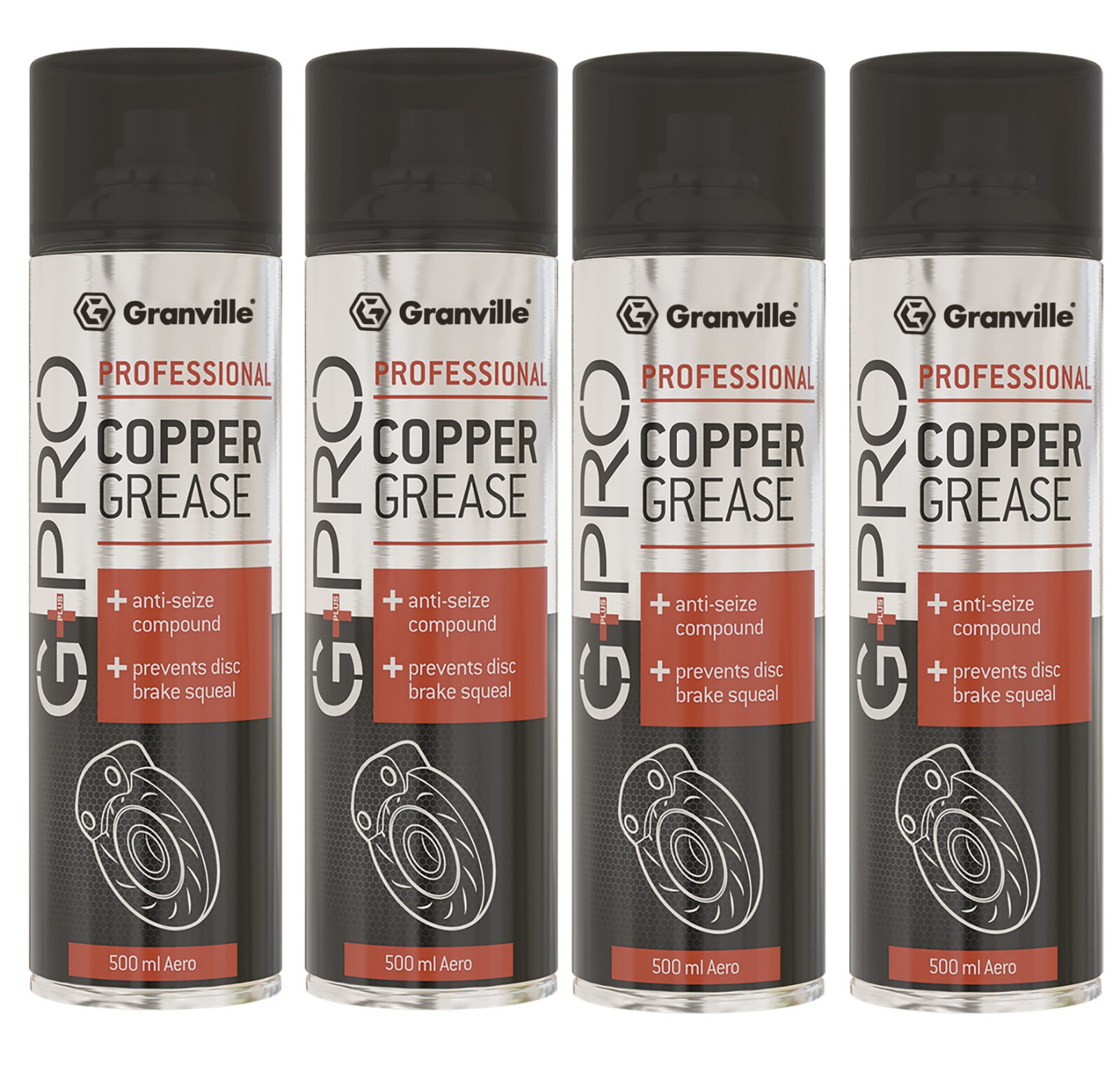 4 x Granville Copper Grease Spray Lubrication Aerosol 500ml High Temperature