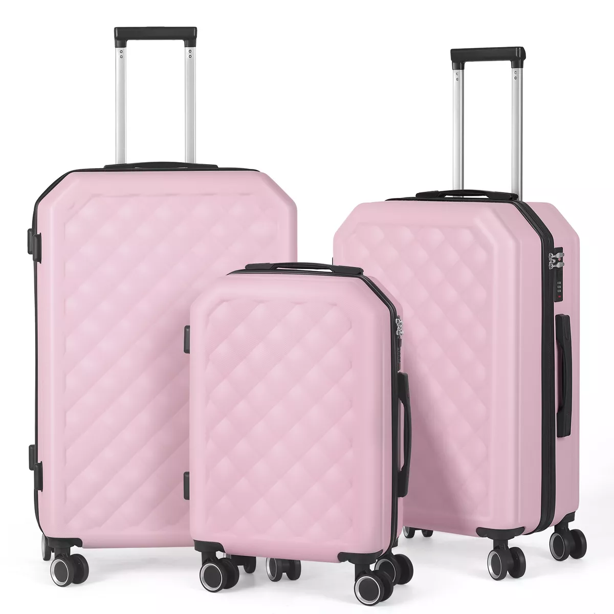 20" 24" 28" Travel luggage Bag Set of 3 Trolley Hard Shell  Suitcase W/Coded Lock