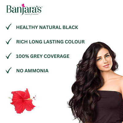 Pack De 2 Henné Noir Banjara 50g - Avec Hibiscus, Livraison Gratuite, Neuf
