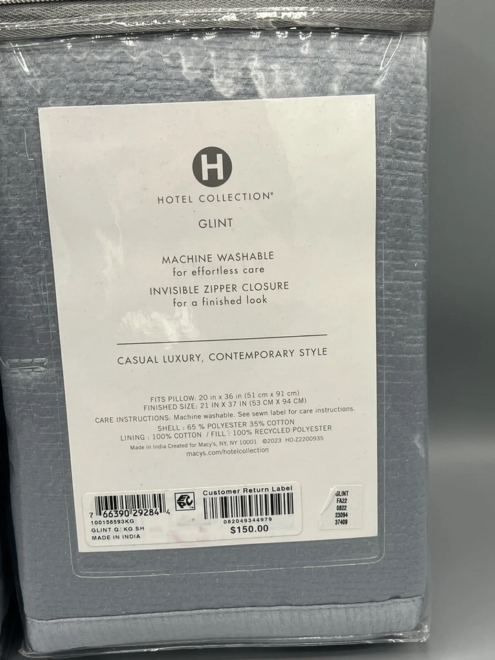 Hotel Collection Glint KING Acolchado DOS FUNDAS Azul Lago Foto 3 de 4