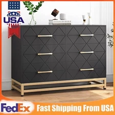 6-Drawer Dresser for Bedroom Chest of Drawers Wood Storage Cabinet 55'' TV Stand