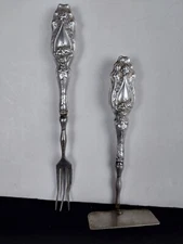 Rare Baby Food Pusher And Fork Sterling Handle