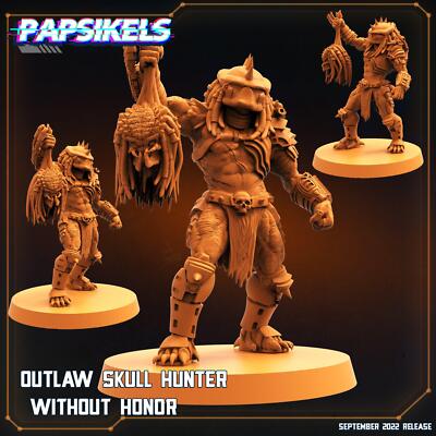 3D Printed Papsikels Cyberpunk Sci-Fi Outlaw Skull Hunter Without Honor - 28mm