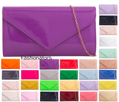 Damen-Clutch Tasche Lackleder Party Umschlag Abend Hochzeit Abschlussball Handtasche UK