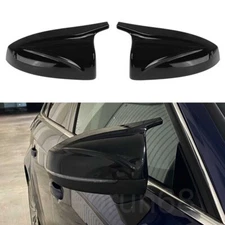 2X Gloss Black Side Mirror Cover Caps For Audi A3 S3 2014-2020 With Lane Assist