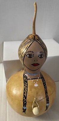 Handcrafted  Painted  Gourd  Native  American  Princess