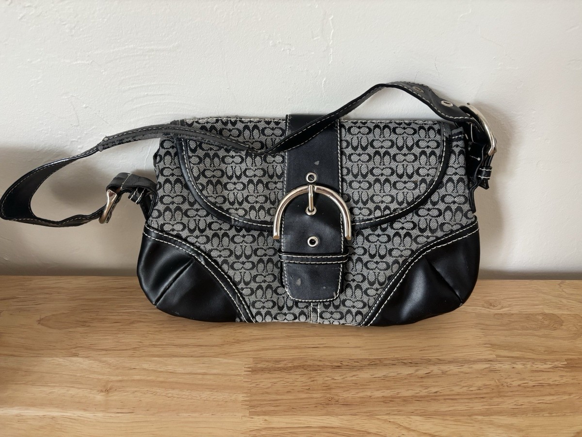 Coach Y2K 6818 Vintage Soho Black Leather & Signature C Coach Y2K 6818 Vintage Soho Black Leather & Signature C