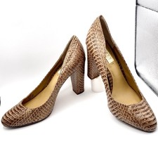 Vintage Ralph Lauren Heels Pumps 8B Leather Brown Snake Skin Viona 3 Shoes READ