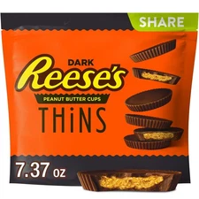 Reese's Thins Dark Chocolate Peanut Butter Cups Candy, Share Pack 7.37 oz
