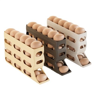 Roll down Refrigerator Egg Dispenser Auto Rolling Egg Holder Storage Rack 4-Tier
