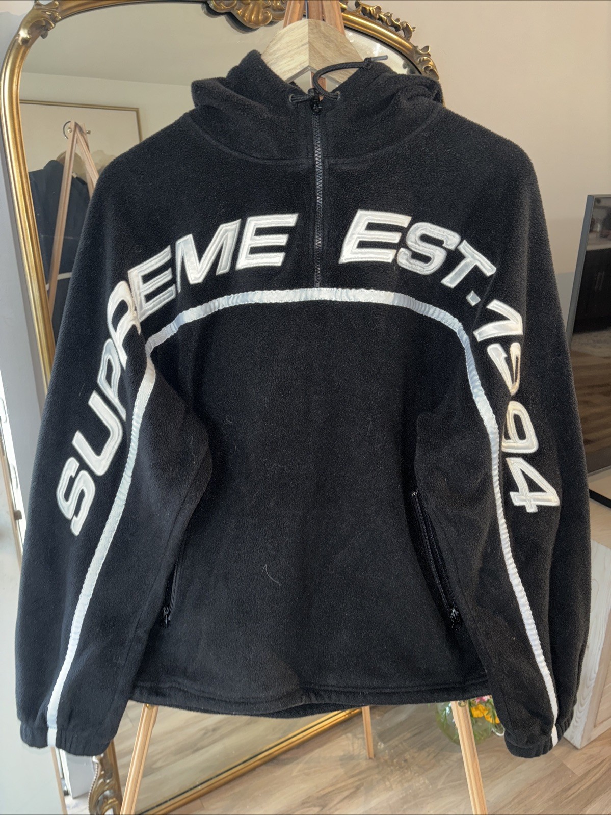 Supreme Black Fleece Zip hoodie Size Medium