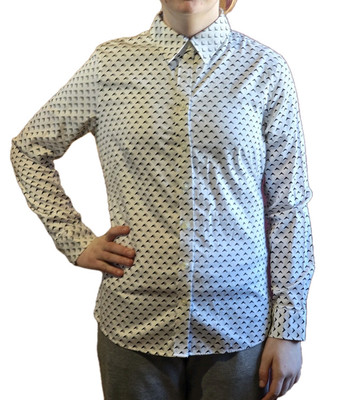 Banana Republic Micro Print Button Up Dress Shirt Long Sleeve White SZ 6 P
