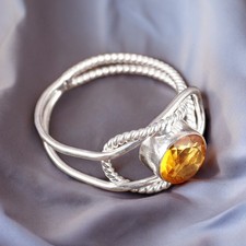925 Solid Silver Handmade Jewelry November Birthstone Citrine Ring All Size DY