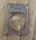 1923 "P" Peace SILVER Dollar $1 PCGS MS63 Uncirculated BU Unc ECC&C, Inc.
