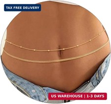 Cadena de cintura dorada para mujer delicada cadena de vientre enchapada en oro de 14K ajustable