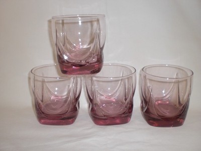 VTG LIBBEY ''IMPERIAL PLUM'' WHISKEY/OLD FASHION/ROCKS GLASSES - 12 OZ - SET OF 4
