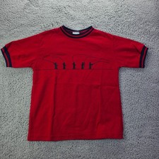 Vintage E-I-E-I-O Red Ringer T-Shirt Fly Fishing Graphic Made in USA Size 7