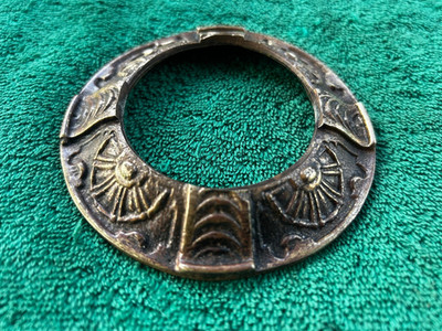 Salvaged Art Deco Cast Brass Light Socket Trim Ring, Free S/H