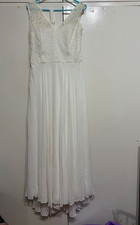Dessy Collection Ivory Sleeveless Lace Bodice wedding Dress Size 14 UK67151V