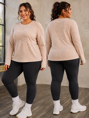 Fabletics XXL/1X Blush Textured Velour Athleisure Pullover Top Clean Girl