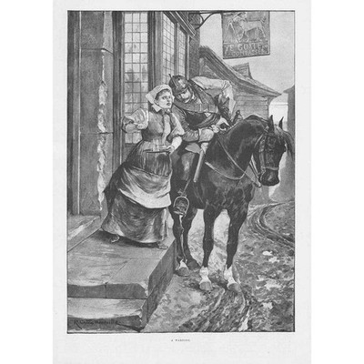 RICHARD CATON WOODVILLE A Warning - Antique Print 1895