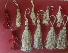 10 sparkling TASSELS GLASS Beaded Home Decor  - set of 8 silver, 2 red