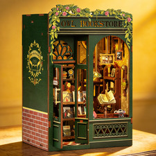 3D Holzpuzzles Booknook DIY Bausatz Miniaturhaus Bibliothek Bücherregal mit LED