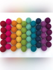 Colorful  bright 50 wool felted balls fifty circular balls for arts  crafts