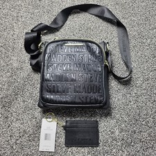 Steve Madden Black Crossbody Bag w/ Cardholder NWT Faux Leather Logo Set