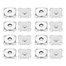 16 Sets 10mm Plum Snaps Button for Purse Handbag Wallet, Silver