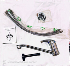 Chrome Low Arc Deck Mounted Single Lever Kitchen Mixer Tap w/ Hoses Kit