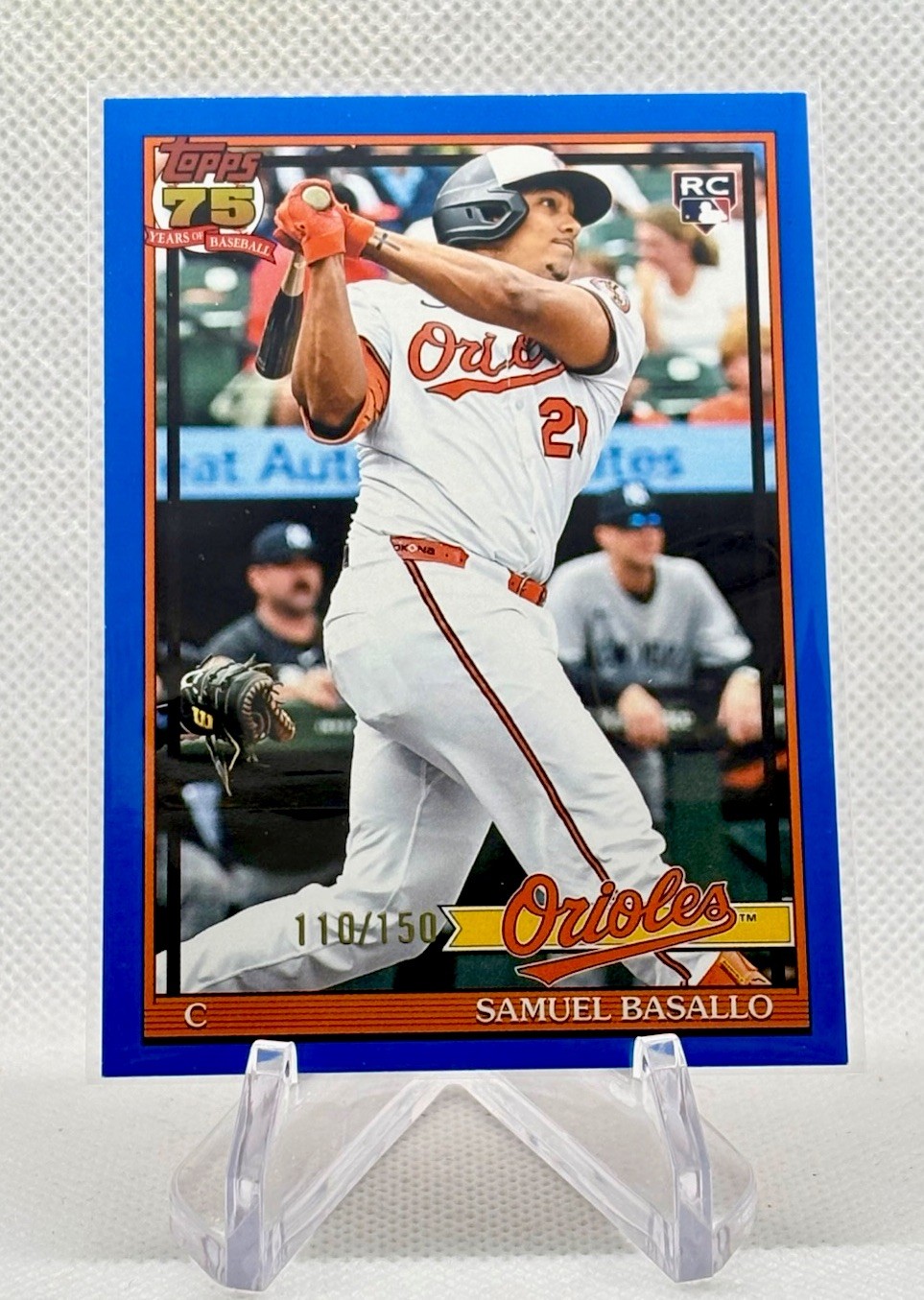 2026 Topps Series 1 Samuel Basallo 1991 Topps Blue Parallel RC 110/150 #T91-20