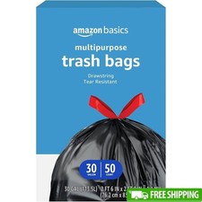 Multipurpose Drawstring Trash Bags 30 Gallon Strong 50 Count Tear Resistant New