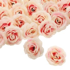 50pcs Artificial Rose Flower Heads,1.2" Silk Fake Roses Heads, Pink