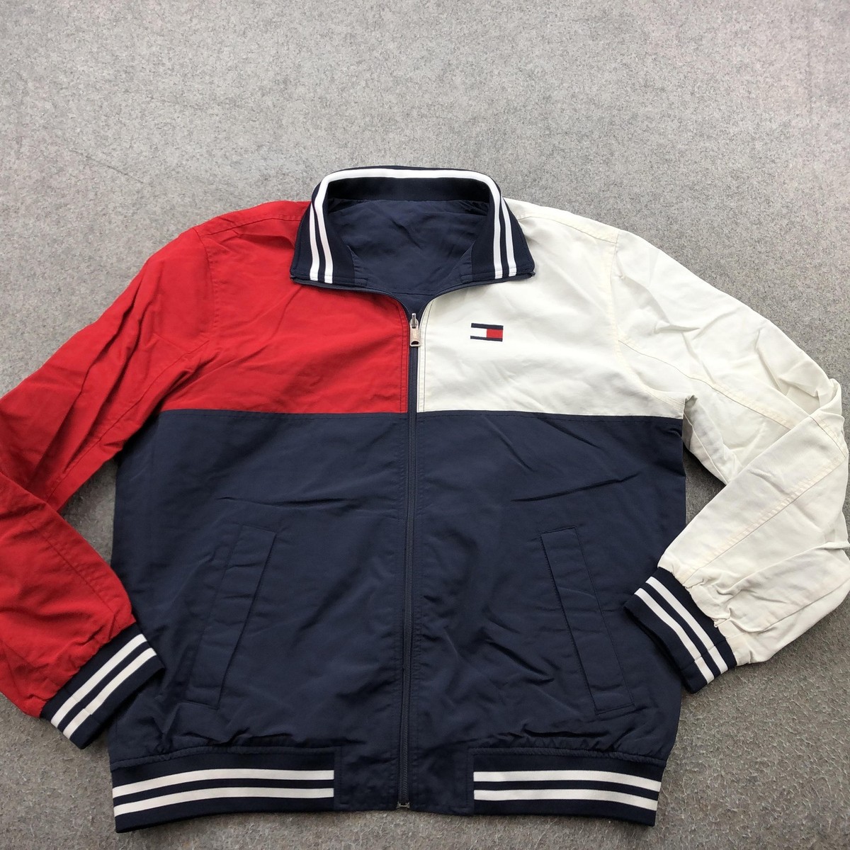 Tommy Hilfiger Jacket Mens Large Navy Red White Reversible 