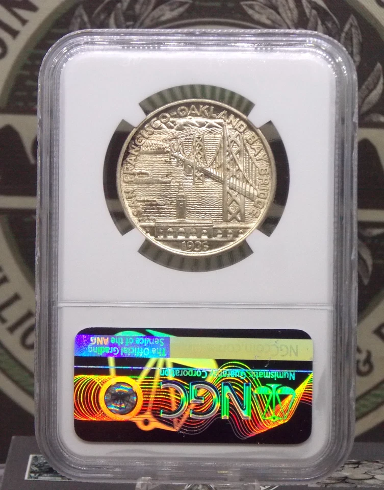 1936 "S" Commemorative *BAY BRIDGE* Half Dollar 50c NGC MS66 #003 Gem BU ECC&C - Image 4 of 4