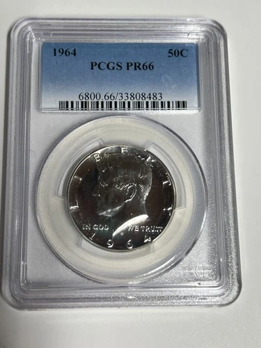 1964 Kennedy Silver Half Dollar PCGS PR66  90% Silver