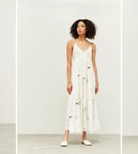 Grade & Gather Aliyah Satin Smocked Slip Dress Size Small Babydoll Maxi Tiered