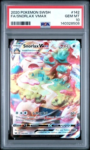 2020 POKEMON SWORD & SHIELD #142 FULL ART/SNORLAX VMAX PSA 10